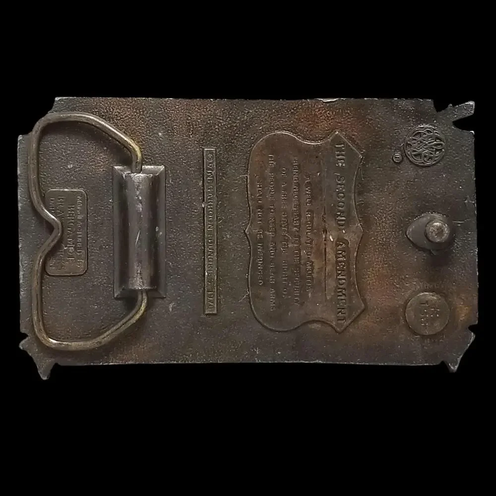 VTG Belt Buckle 1976 Brass The Second Amendment USA Made by Bergamot Brass Works